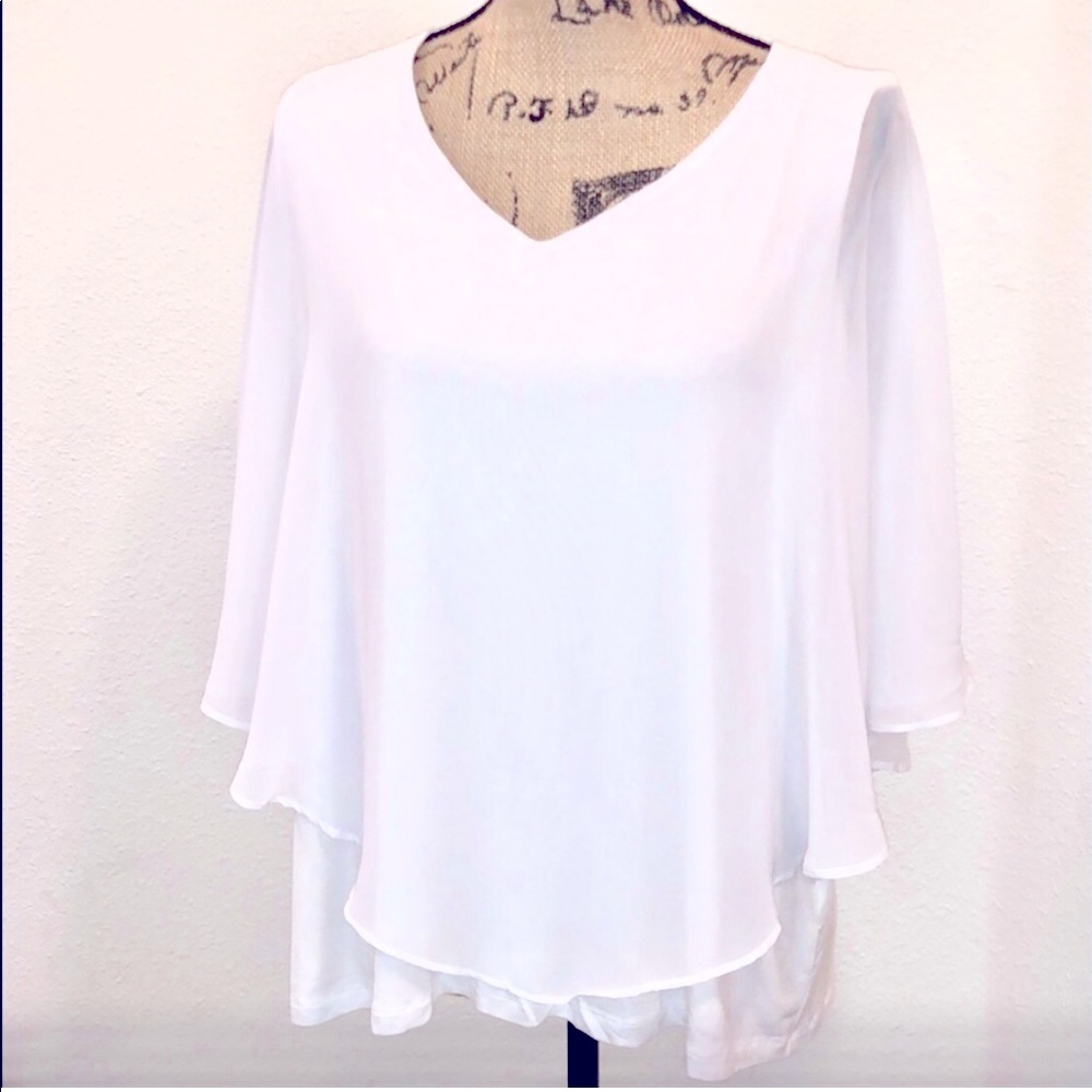 JM Collection blouse white cape style size 1X